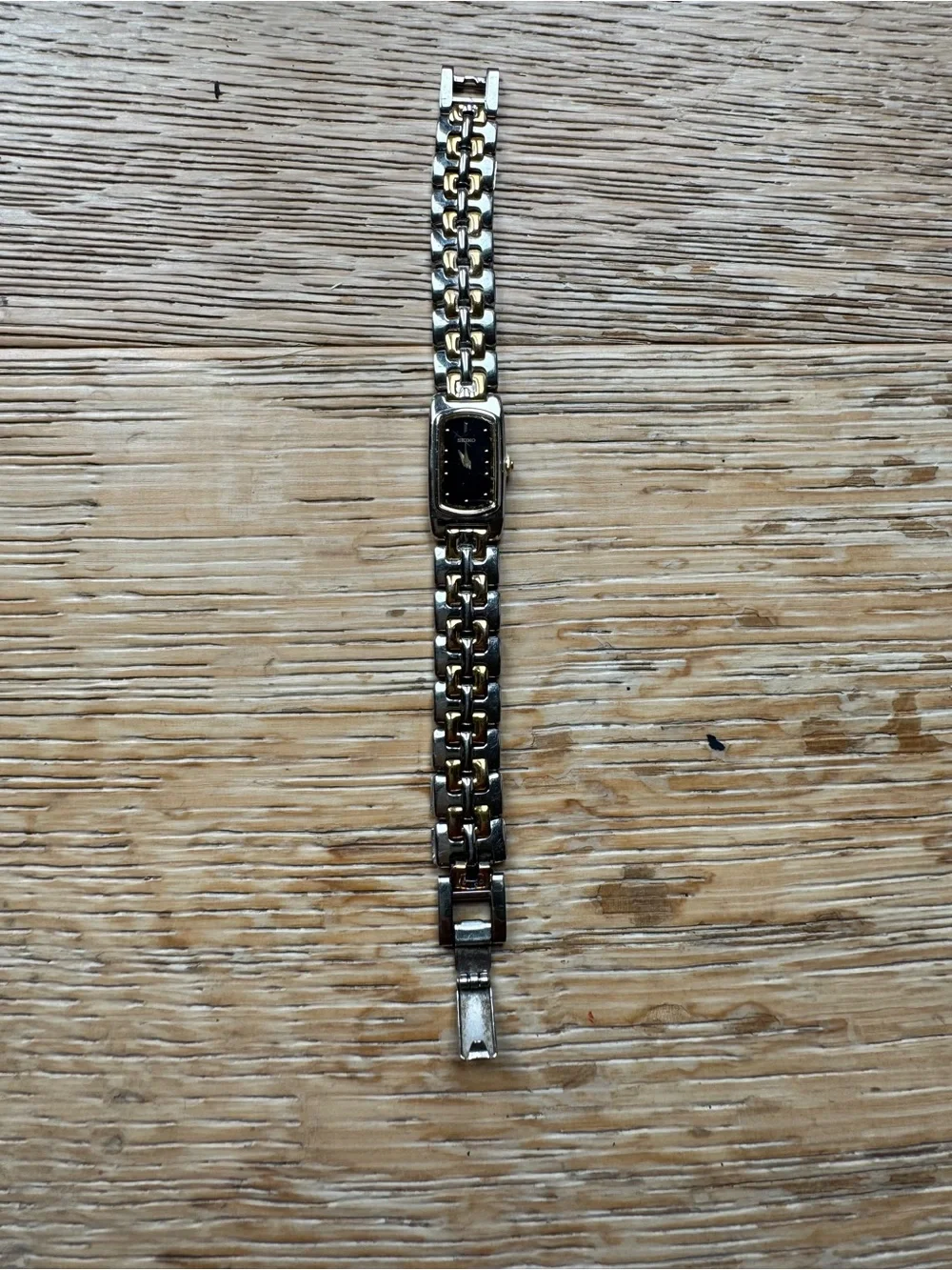 🔥VINTAGE SEIKO Tank watch Y2K RARE two tone sz XS Price Firm